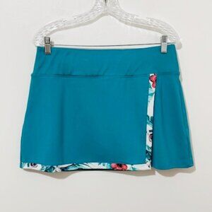 Tommy Bahama Golf & Tennis Teal Skort w/ Floral Trim Size L